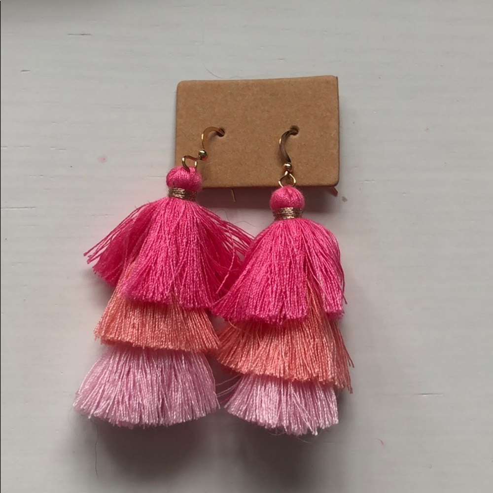 Pink tassel earrings ($3 with any bundle) - new